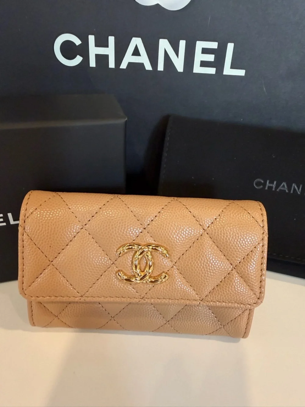CHANEL Quilted Caviar Leather Wallet in Tan  CC 2026 ⭐️latest collection ❤️‍🔥